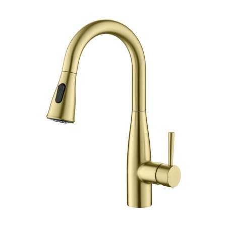 KIBI Bari Single Handle Pull Down Kitchen & Bar Sink Faucet, Brushed Gold KKF2015BG